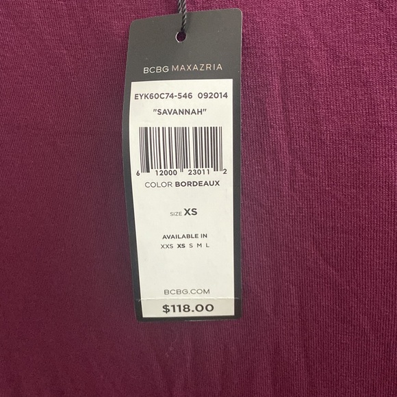 BCBGMAXAZRIA Savannah Cut Out Dress NWT $118 sz XS Bordeaux - Picture 8 of 12